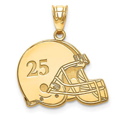 10K Yellow Gold Personalized Football Helmet Pendant