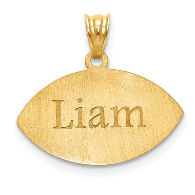 10K Yellow Gold Personalized Football Pendant
