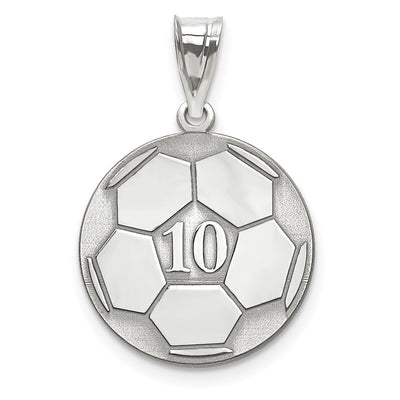 10K White Gold Personalized Soccer Pendant