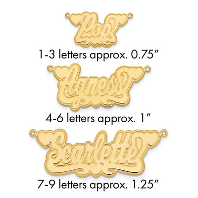 Sterling Silver/Gold-plated Etched Hearts Name Plate