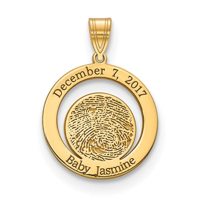 10K Yellow Gold Date and Fingerprint Pendant
