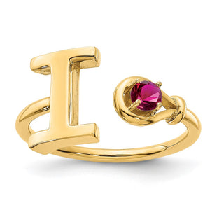 10KY Gold Initial Letter Birthstone Ring Personalized Name Jewelry Accessory (Style 10XNR81IY)