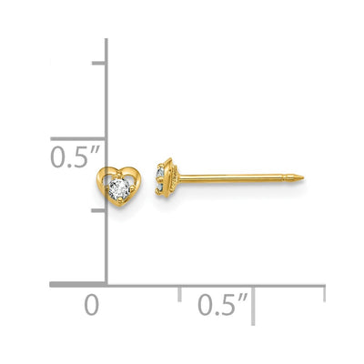Inverness 14K Polished Heart With . Diamond Post Piercing Earrings