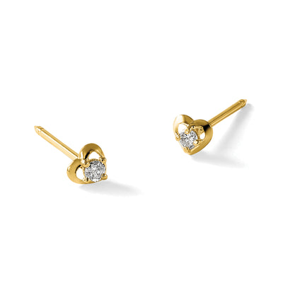 Inverness 14K Polished Heart With . Diamond Post Piercing Earrings