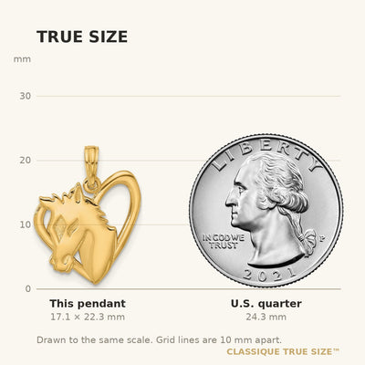 14K Polished Heart with Horse Pendant