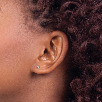 Inverness Stainless Steel Rose Crystal Earrings