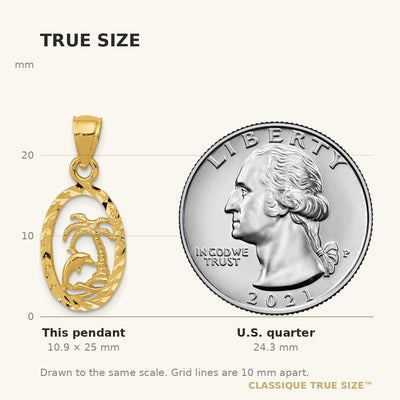 14K Dolphin and Palm Tree Pendant