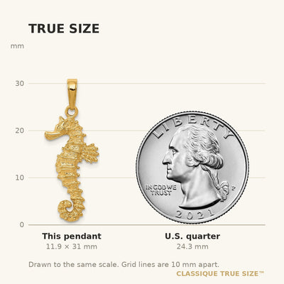 14K Polished Open-Backed Seahorse Pendant
