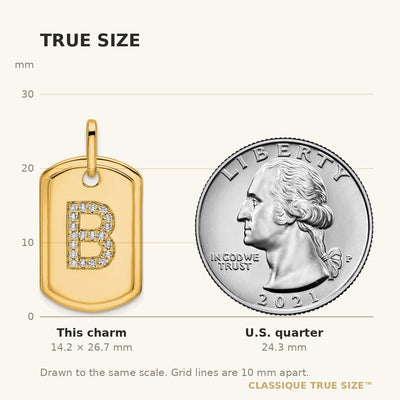 14K Diamond Initial B Dog Tag Charm
