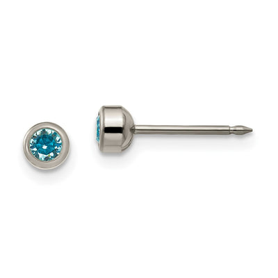 Inverness Titanium Aqua Crystal Bezel Earrings