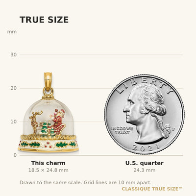 14K 3-D Enameled Christmas Snow Globe Charm