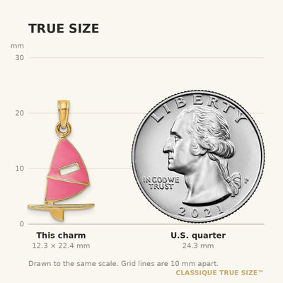 14K Pink Enameled Windsail Surf Board Charm