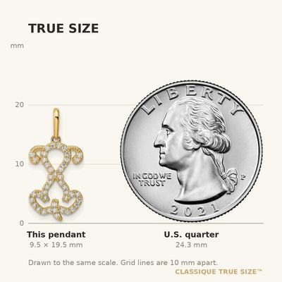14K Polished CZ Puppy Sitting Outline Pendant