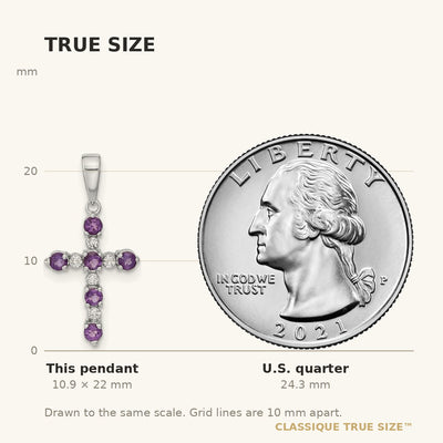14K White Gold Amethyst and Diamond Cross Pendant