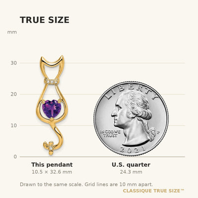 14K Amethyst and Diamond Cat Pendant
