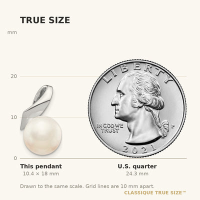 14K White Gold Button FWC Pearl Satin Finish Pendant Slide