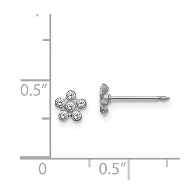 Inverness 14K White Gold Clear Crystal Flower Earrings