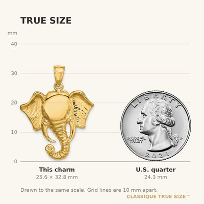14K 2-D Elephant Head w/ Twisted Trunk Charm