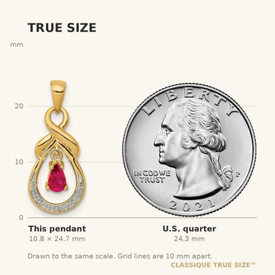 14K Pear Ruby and Diamond Dangle Pendant