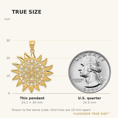 14K Filigree Sun Pendant