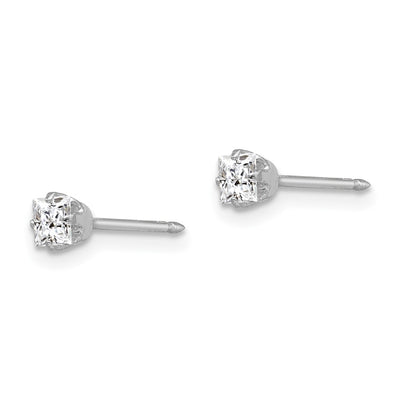 Inverness 18K White Square CZ Earrings