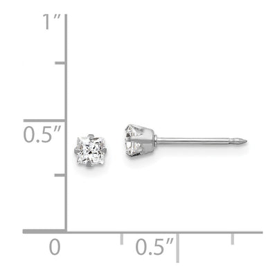 Inverness 18K White Square CZ Earrings