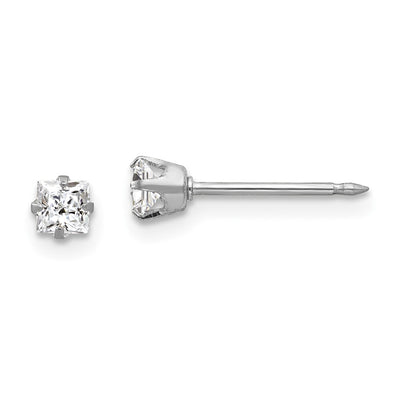Inverness 18K White Square CZ Earrings