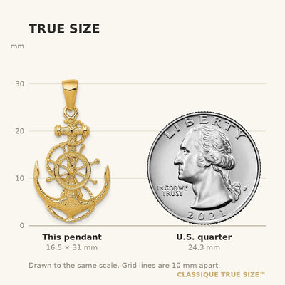 14K Medium Anchor w/Wheel Pendant