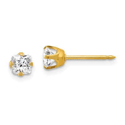 Inverness 14K Sq. Princess CZ Post Earrings