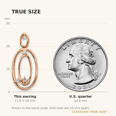 14K Rose Gold Diamond Oval Dangle Earrings