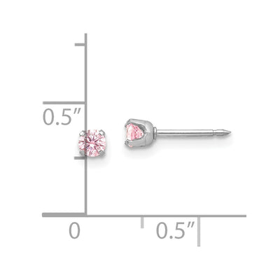 Inverness 14K White Gold Pink CZ Stud Short Post Piercing Earrings