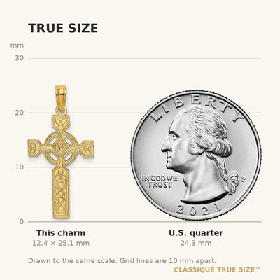 14K Engraved Celtic Cross w/ Eternity Circle Charm