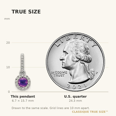 14K White Gold Diamond and Cabochon .47 Amethyst Pendant