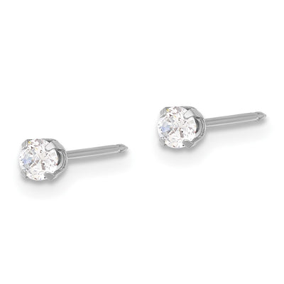 Inverness 14K White Gold CZ Long Post Earrings