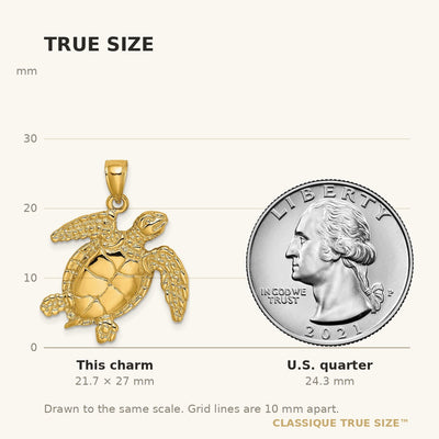 14K Swimming Sea Turtle Charm