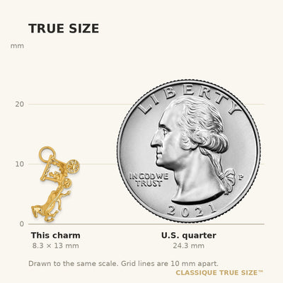 14K Solid Polished 3-Dimensional Horse and Carriage Charm