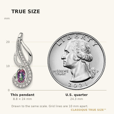 14K White Gold Mystic Fire Topaz and Diamond Swirl Pendant