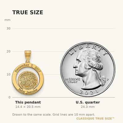 10K Yellow Gold Date and Fingerprint Pendant