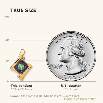 14K Mystic Fire Topaz and Diamond Pendant
