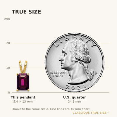 14K Emerald Cut Rhodolite Garnet pendant