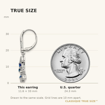 14K White Gold Diamond/Sapphire Butterfly Leverback Earrings