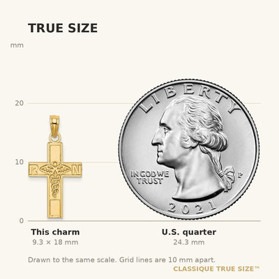 14K RN Caduceus Cross Charm