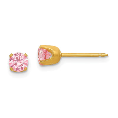Inverness Stainless Steel 24K Gold-plated Pink CZ Earrings