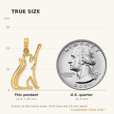 14K Polished Cat Reaching Pendant