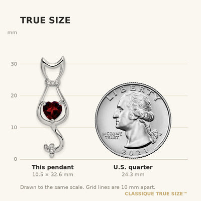 14K White Gold Garnet and Diamond Cat Pendant