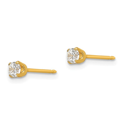 Inverness Stainless Steel 24K Gold-plated CZ Post Earrings