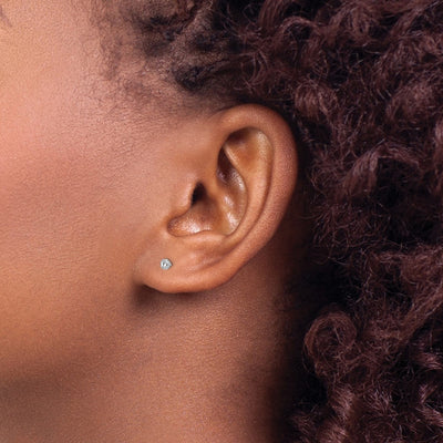 Inverness 14K White Crystal Bezel Earrings