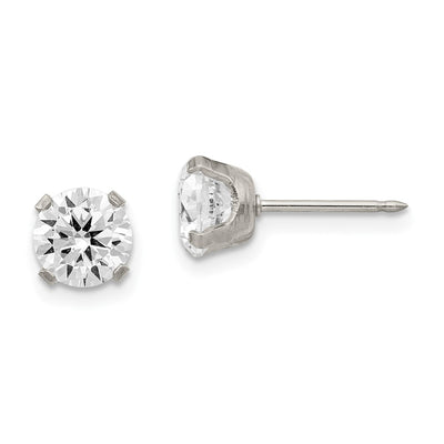 Inverness Stainless Steel CZ Post Earrings