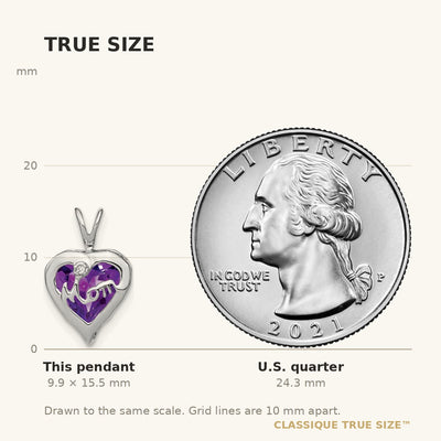 14K White Gold Amethyst and Diamond MOM Heart Pendant