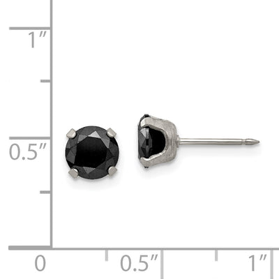 Inverness Stainless Steel Black CZ Earrings